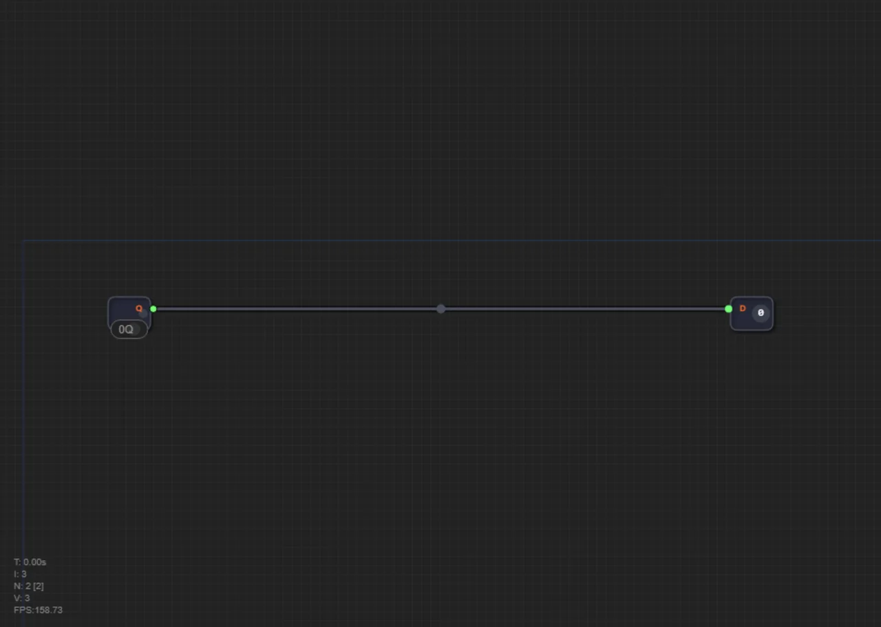 A 0/1 signal travels through a wire from input to output in the simulator